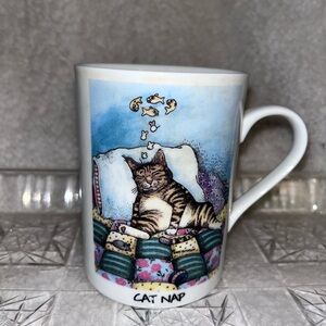 Cute Large Mug With Gary Patterson’s ‘Cat Nap’  Vintage Design